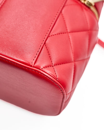 Chanel Red Lambskin Trendy Vanity Bag