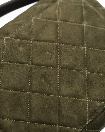 Chanel Vintage Army Green Suede CC Small Half Flap