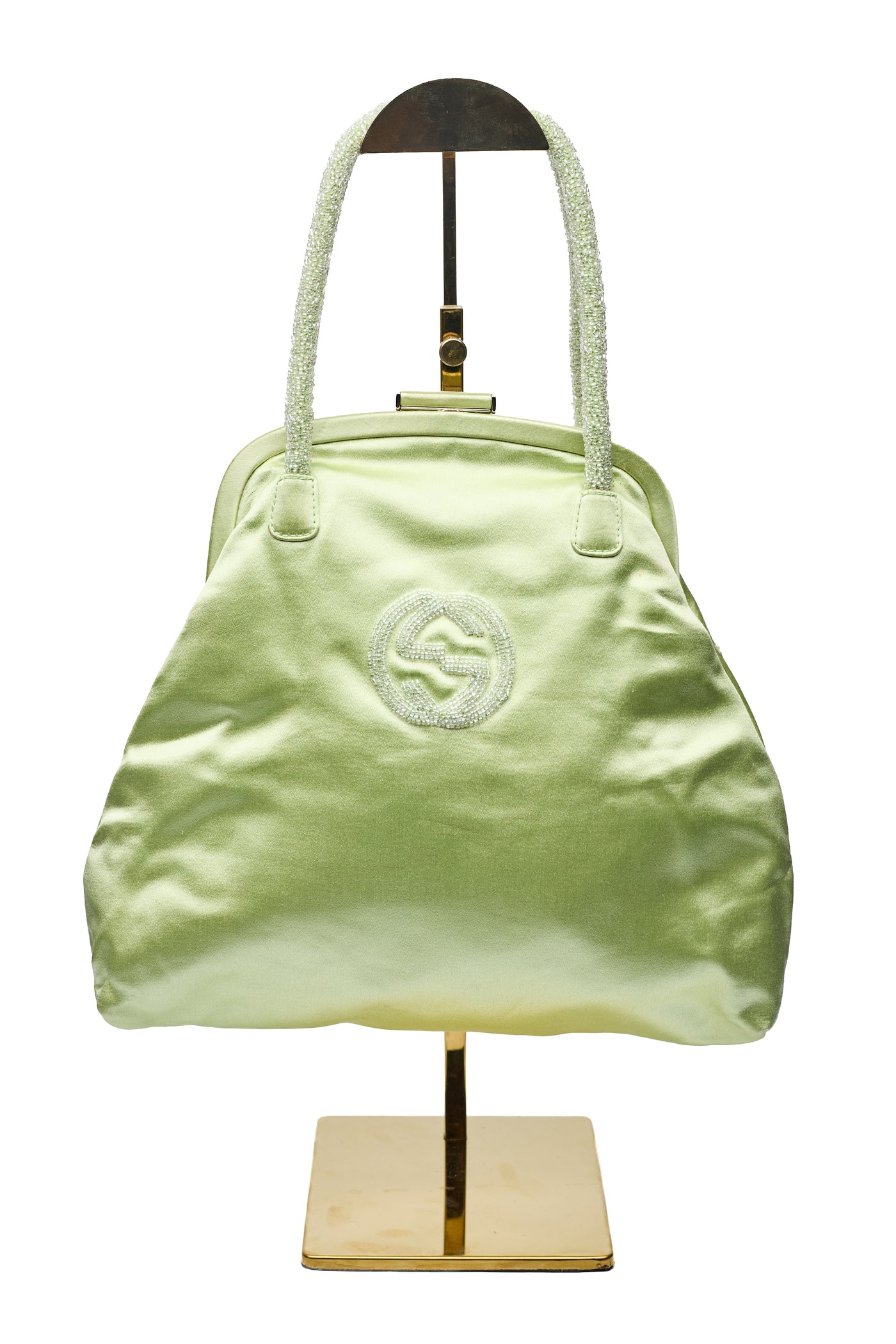 Gucci GG Interlocking Beaded Satin Bag Green