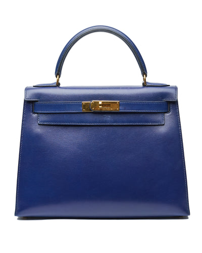 Hermes Kelly 28 Blue Box Calf