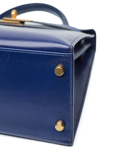 Hermes Kelly 28 Blue Box Calf
