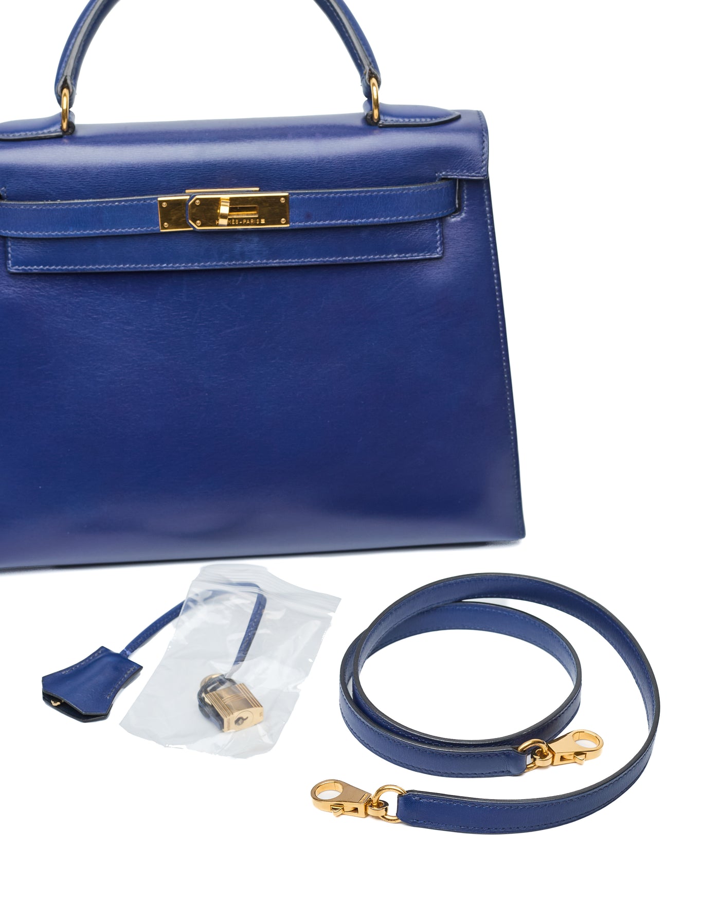Hermes Kelly 28 Blue Box Calf