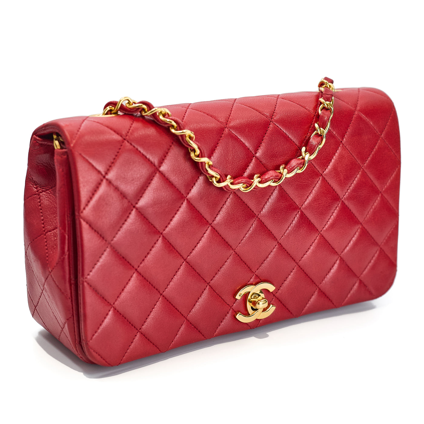Chanel Vintage Red Lambskin Full Flap