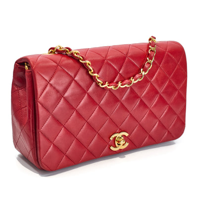 Chanel Vintage Red Lambskin Full Flap