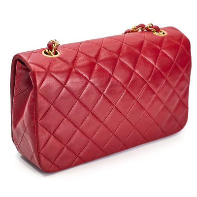 Chanel Vintage Red Lambskin Full Flap