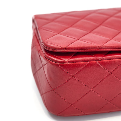 Chanel Vintage Red Lambskin Full Flap