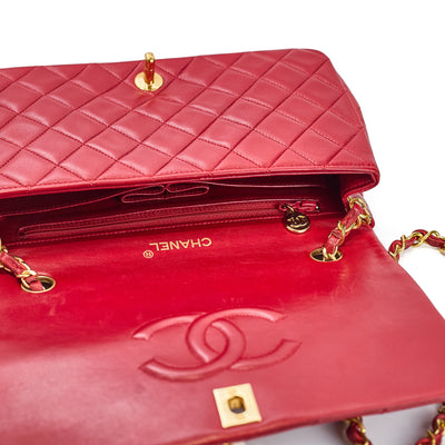 Chanel Vintage Red Lambskin Full Flap