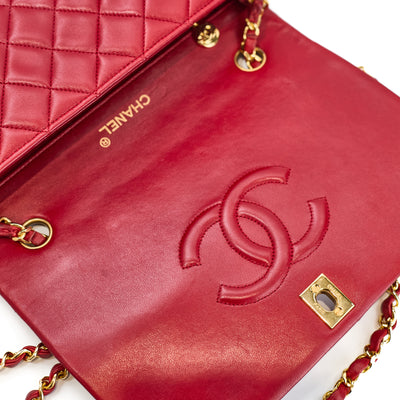 Chanel Vintage Red Lambskin Full Flap