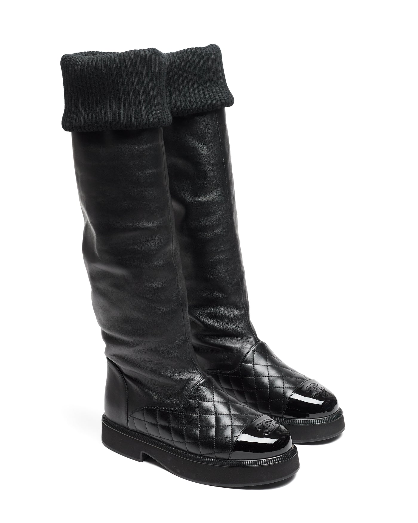 Chanel Women's CC Cap Toe Knee High Boots