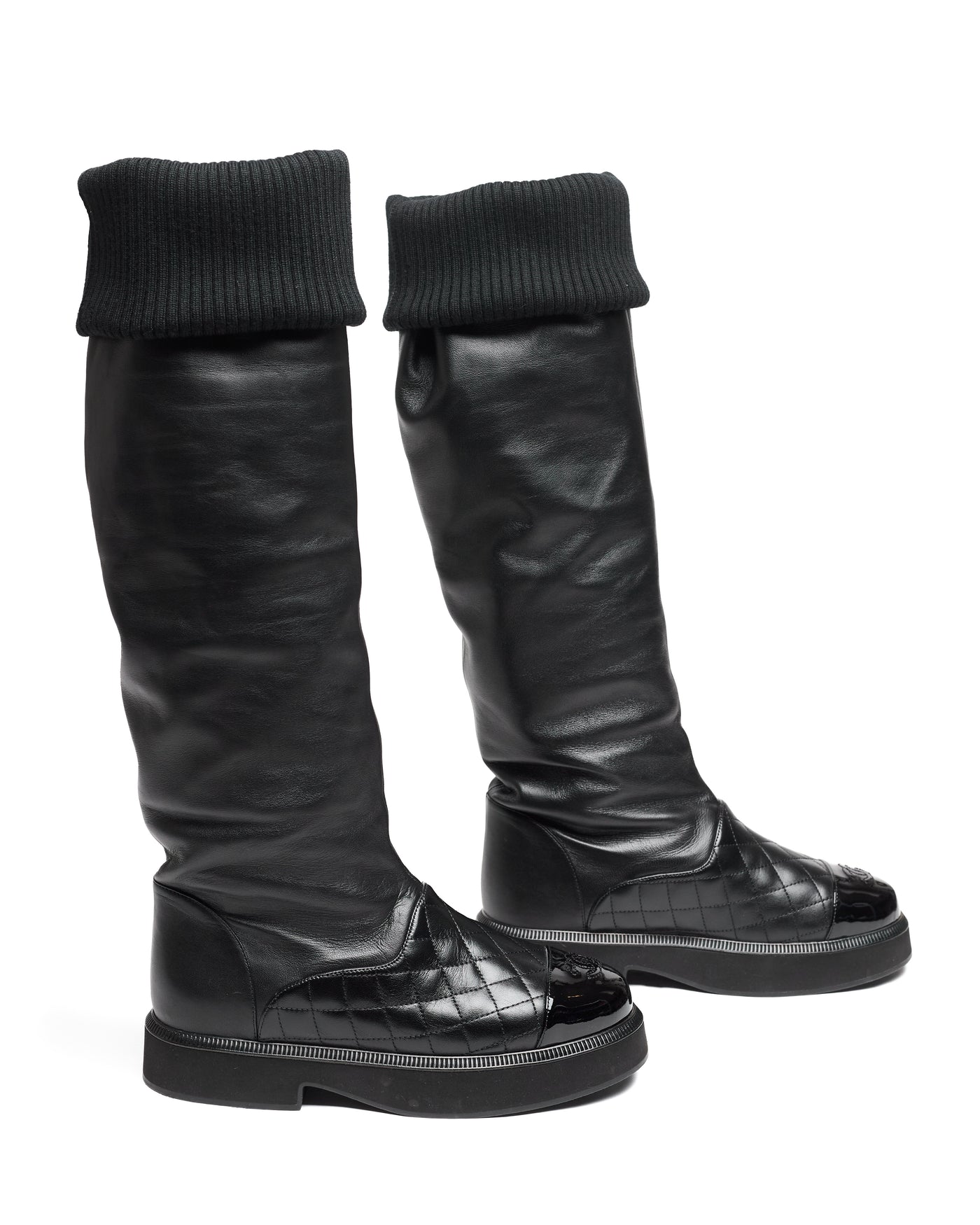 Chanel Women's CC Cap Toe Knee High Boots