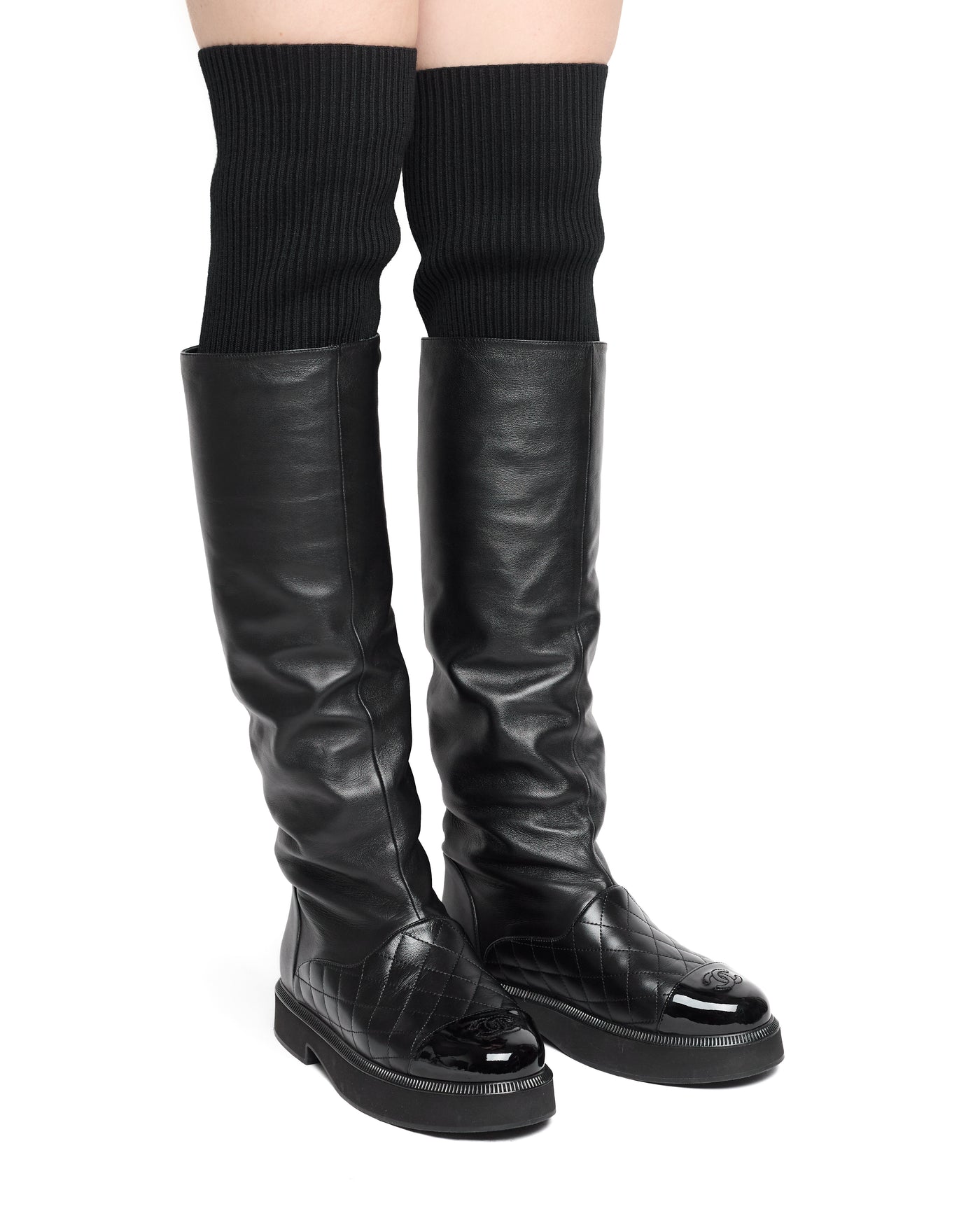Chanel Women's CC Cap Toe Knee High Boots