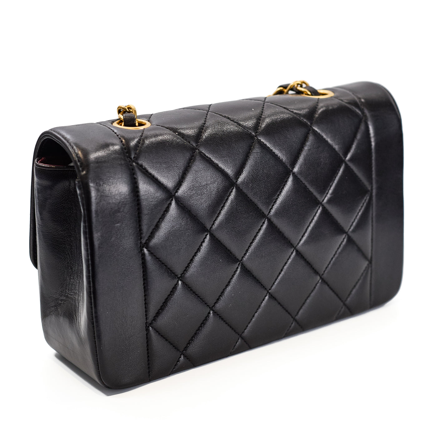 Chanel Vintage Black Lambskin Small Diana