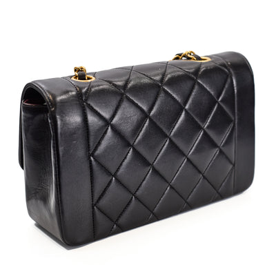 Chanel Vintage Black Lambskin Small Diana