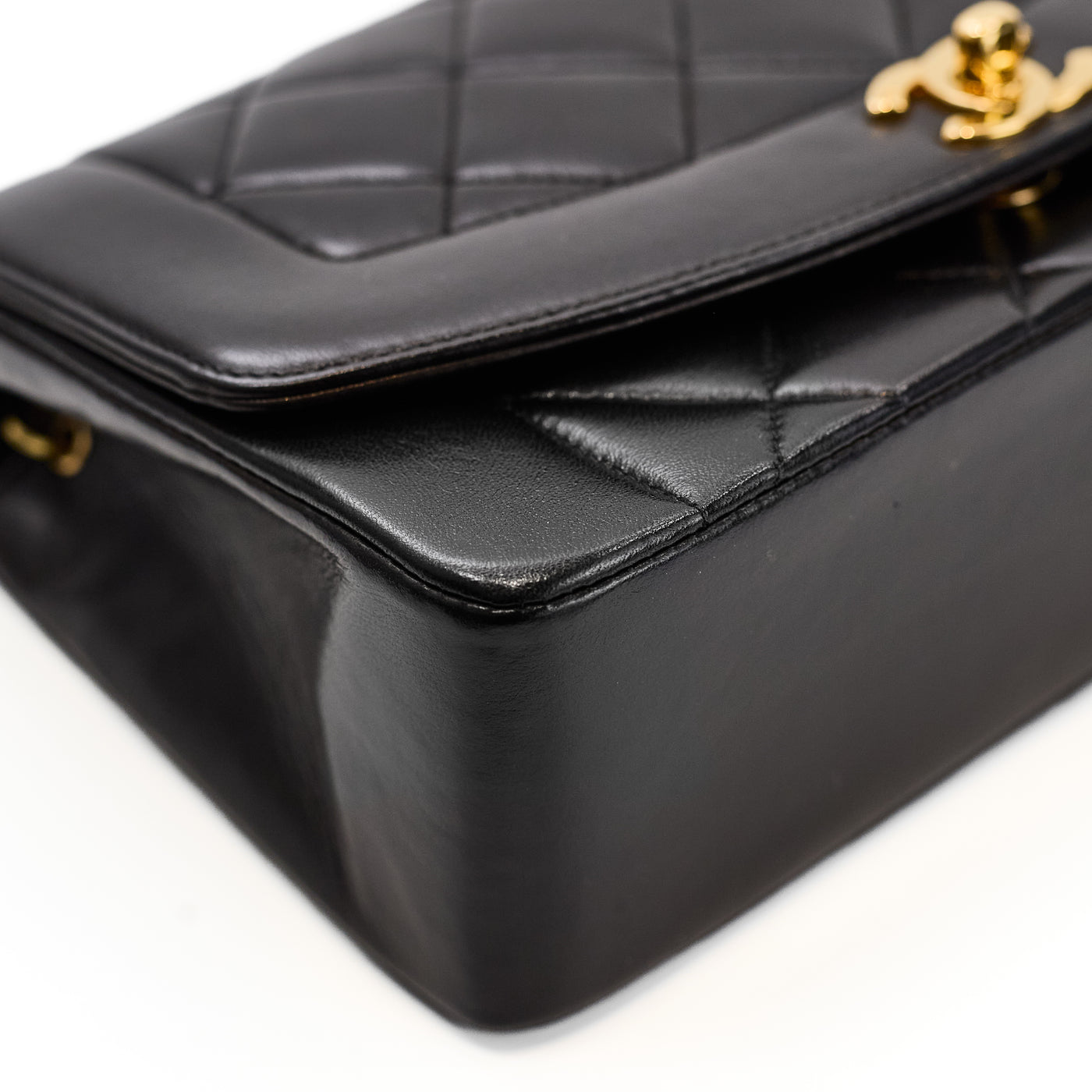 Chanel Vintage Black Lambskin Small Diana