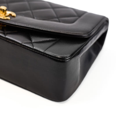 Chanel Vintage Black Lambskin Small Diana