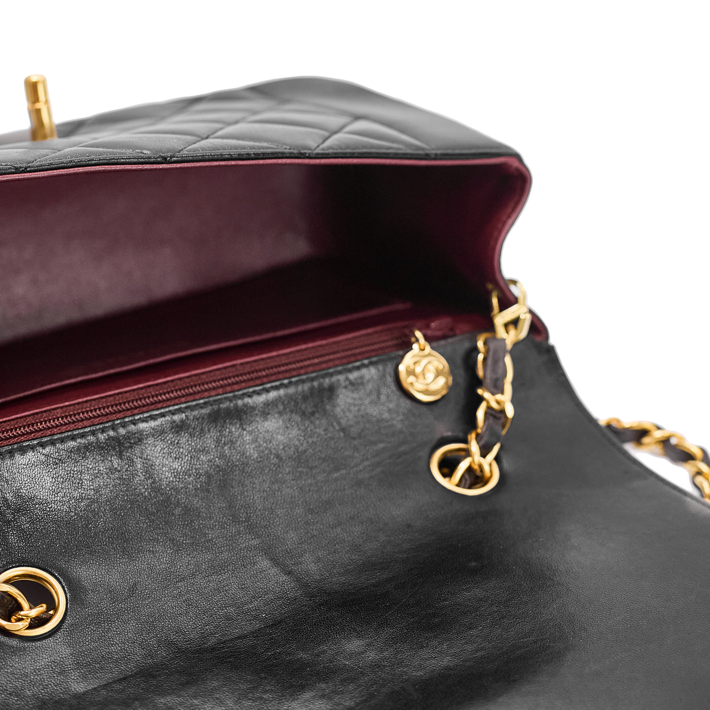 Chanel Vintage Black Lambskin Small Diana