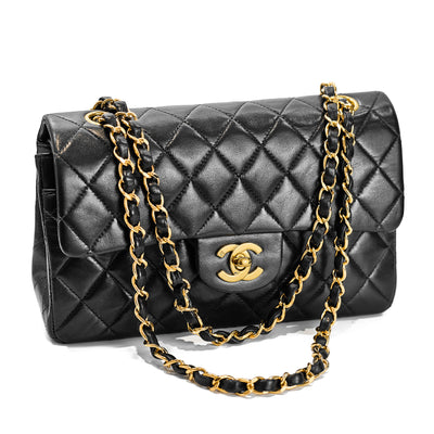 Chanel Vintage Black Lambskin Small Classic Double Flap