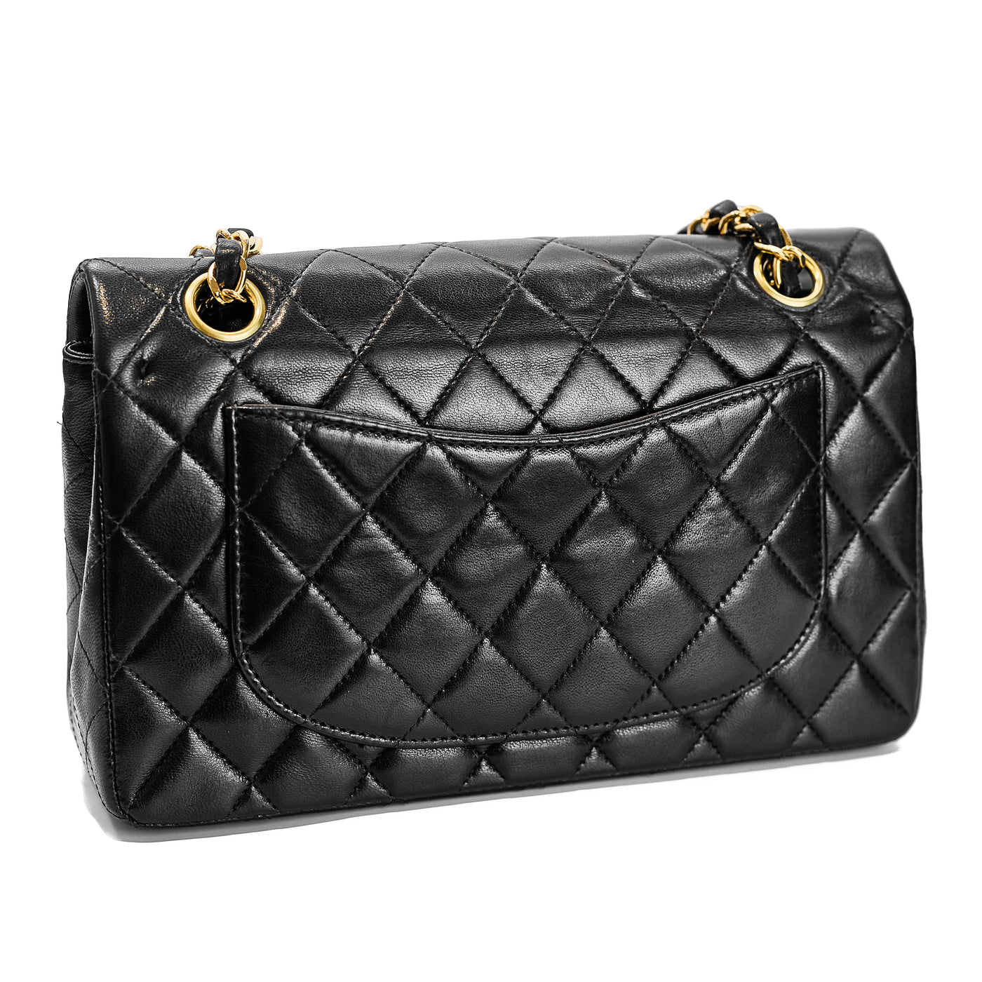 Chanel Vintage Black Lambskin Small Classic Double Flap