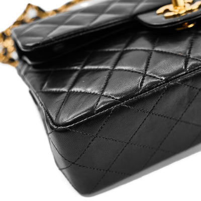 Chanel Vintage Black Lambskin Small Classic Double Flap