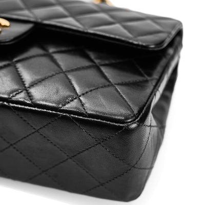 Chanel Vintage Black Lambskin Small Classic Double Flap
