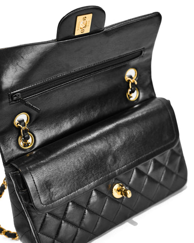 Chanel Vintage Black Lambskin Small Classic Double Flap