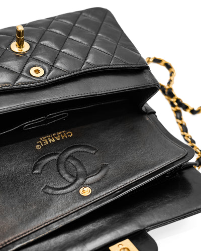 Chanel Vintage Black Lambskin Small Classic Double Flap
