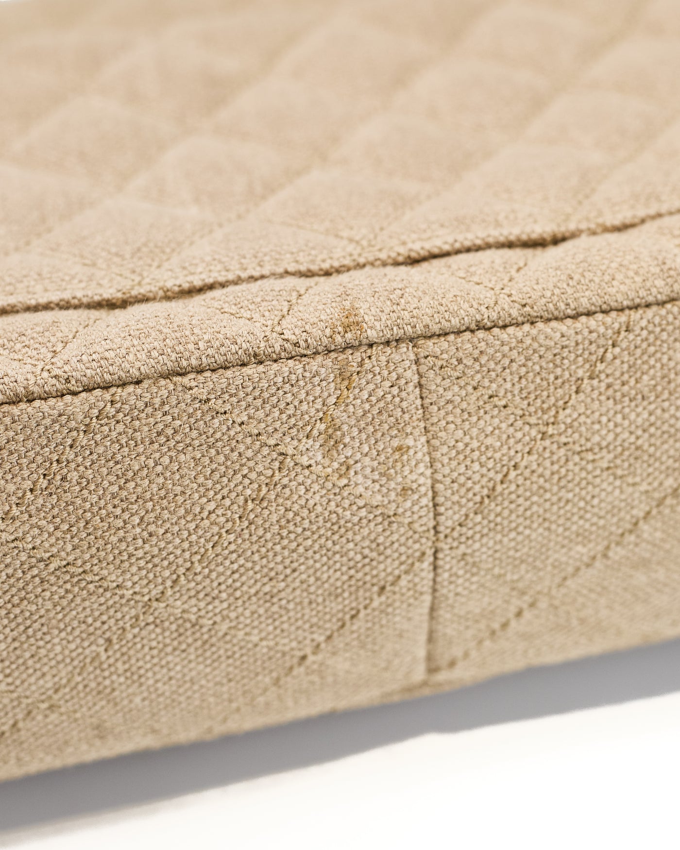 Chanel Vintage Beige Linen Jumbo Single Flap