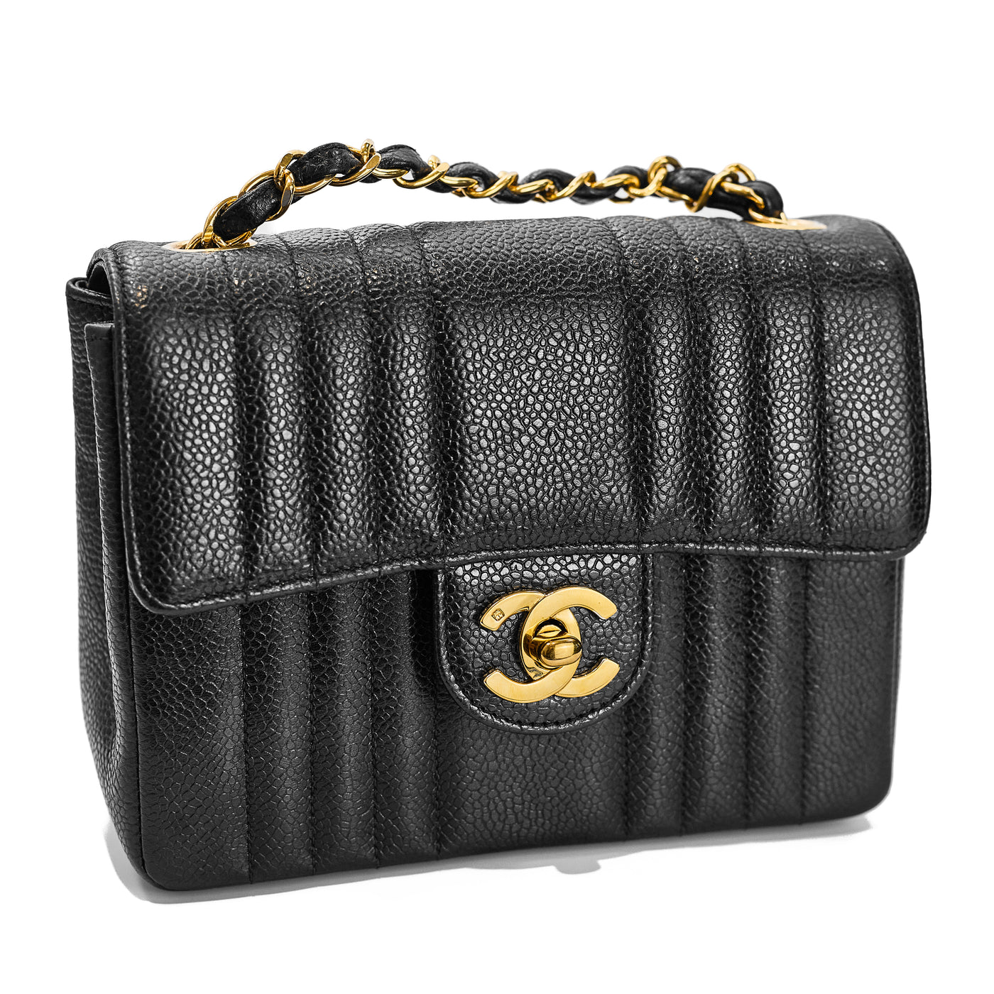 Chanel Rare Vintage Black Caviar Mademoiselle Square Mini 17