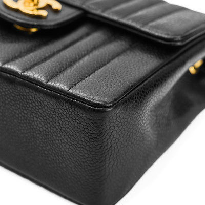Chanel Rare Vintage Black Caviar Mademoiselle Square Mini 17