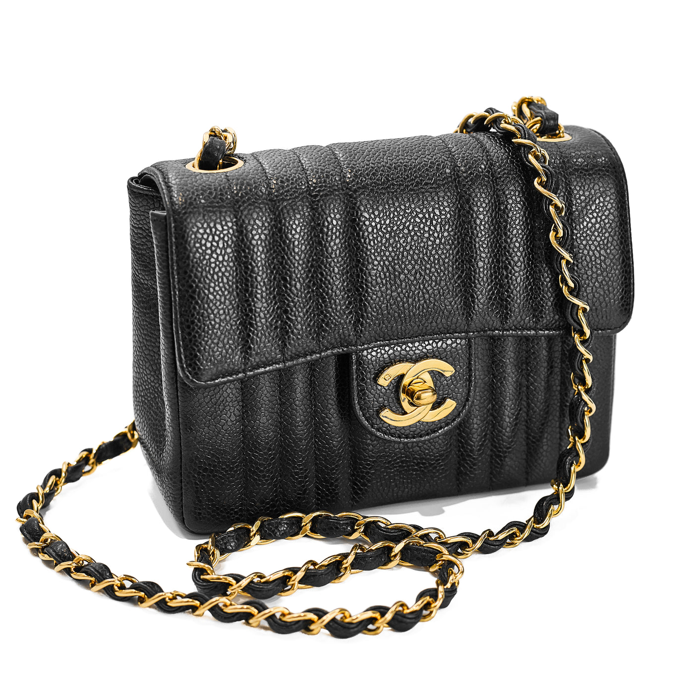 Chanel Rare Vintage Black Caviar Mademoiselle Square Mini 17