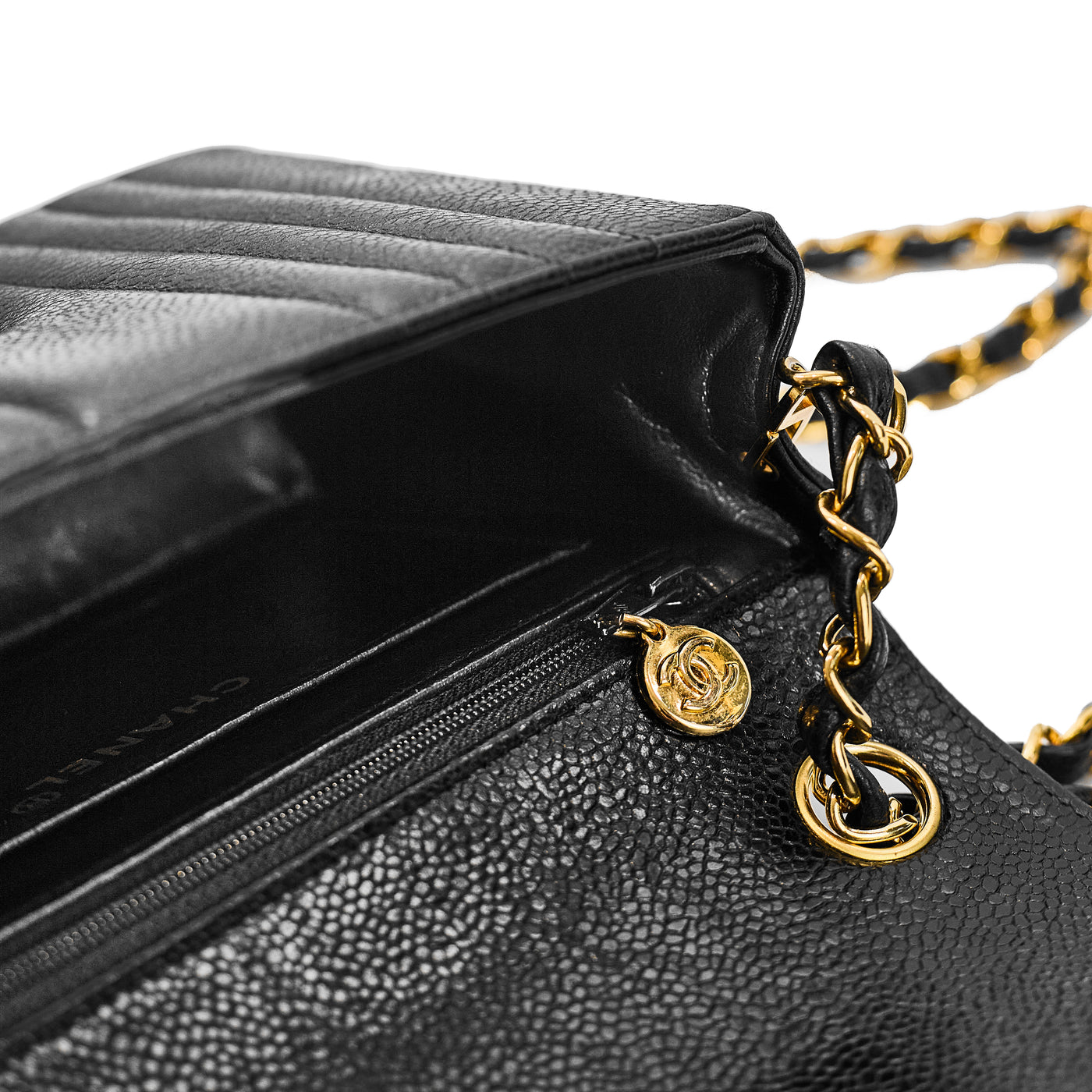 Chanel Rare Vintage Black Caviar Mademoiselle Square Mini 17