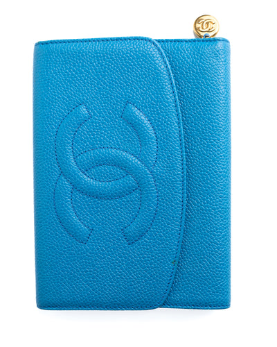Chanel Vintage Blue Caviar CC Wallet