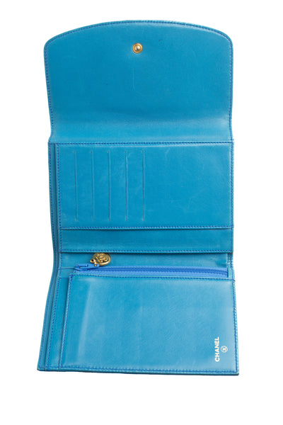 Chanel Vintage Blue Caviar CC Wallet