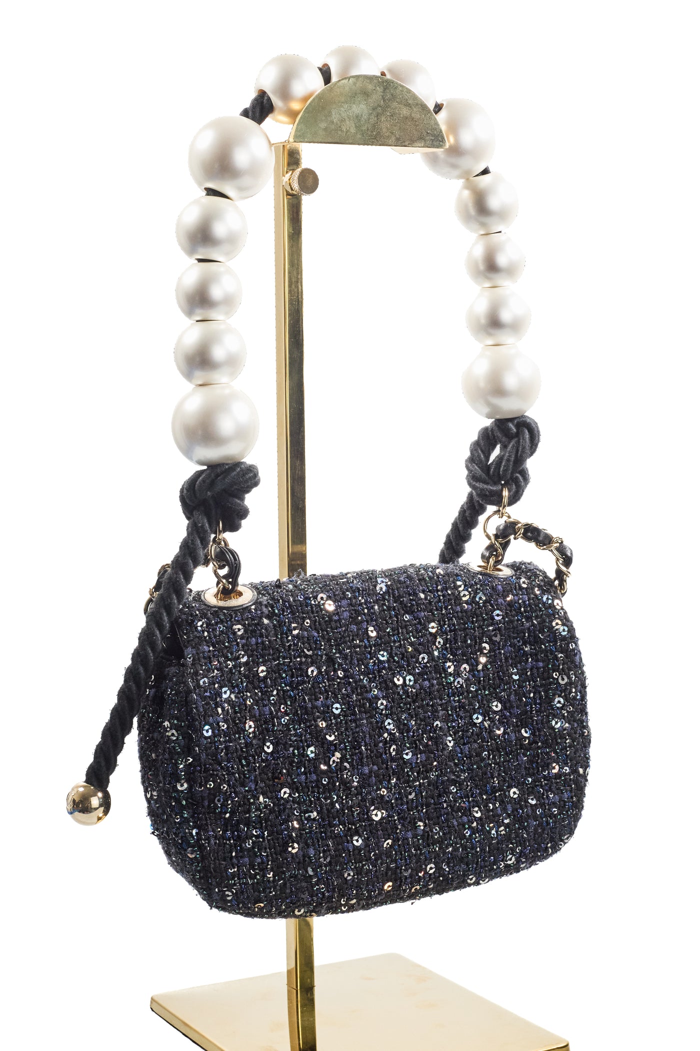 Chanel 2019 Spring/Summer Runway Tweed Pearl Handle Mini Flap Bag