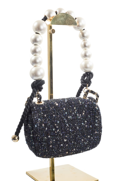 Chanel 2019 Spring/Summer Runway Tweed Pearl Handle Mini Flap Bag