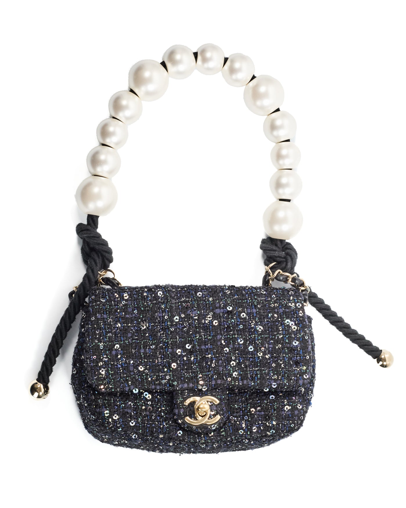 Chanel 2019 Spring/Summer Runway Tweed Pearl Handle Mini Flap Bag