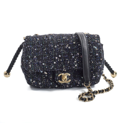 Chanel 2019 Spring/Summer Runway Tweed Pearl Handle Mini Flap Bag