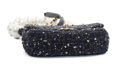 Chanel 2019 Spring/Summer Runway Tweed Pearl Handle Mini Flap Bag
