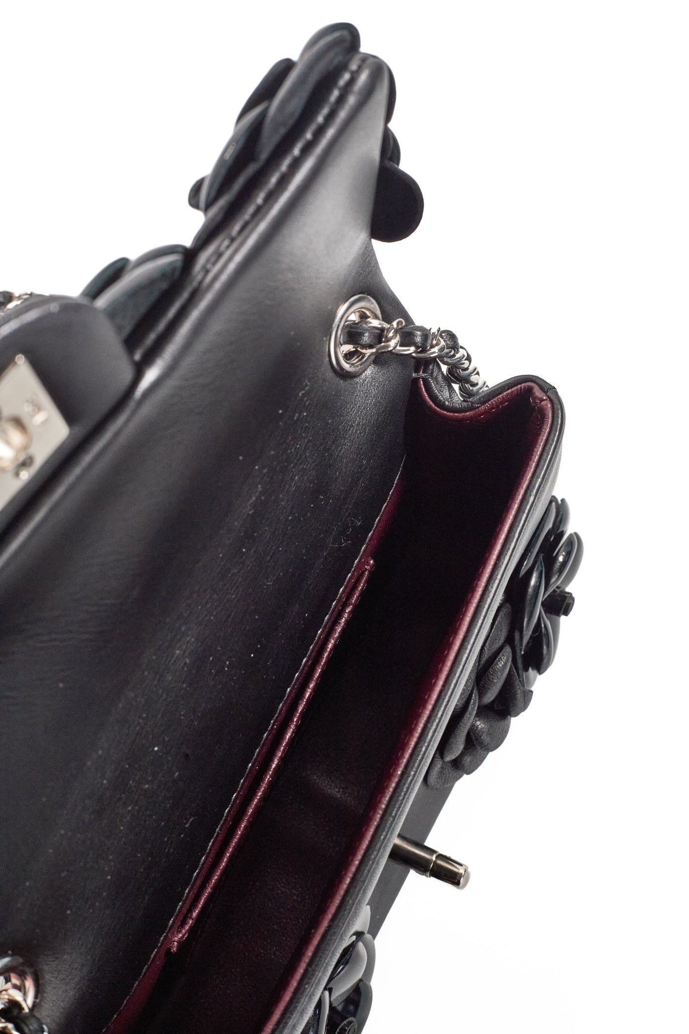 Chanel Black Camellia Mini Rectangular Flap Bag