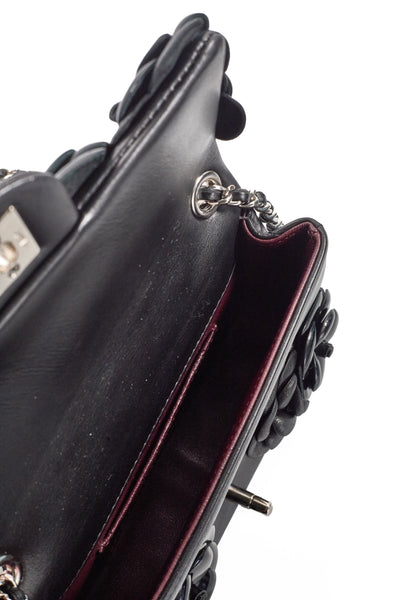 Chanel Black Camellia Mini Rectangular Flap Bag
