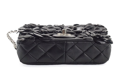 Chanel Black Camellia Mini Rectangular Flap Bag