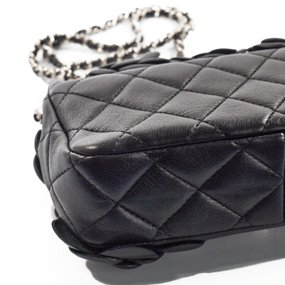 Chanel Black Camellia Mini Rectangular Flap Bag