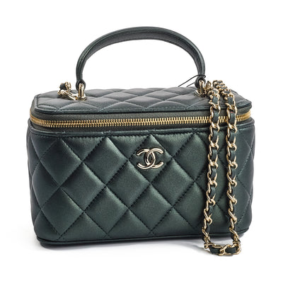 Chanel 2022 Emerald Green Lambskin Vanity Bag