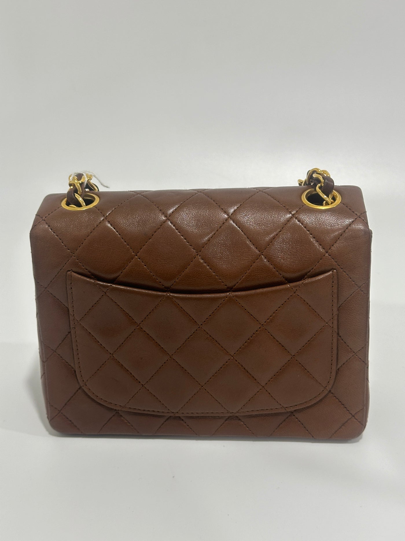 Chanel Vintage Chocolate Brown Lambskin Square Mini