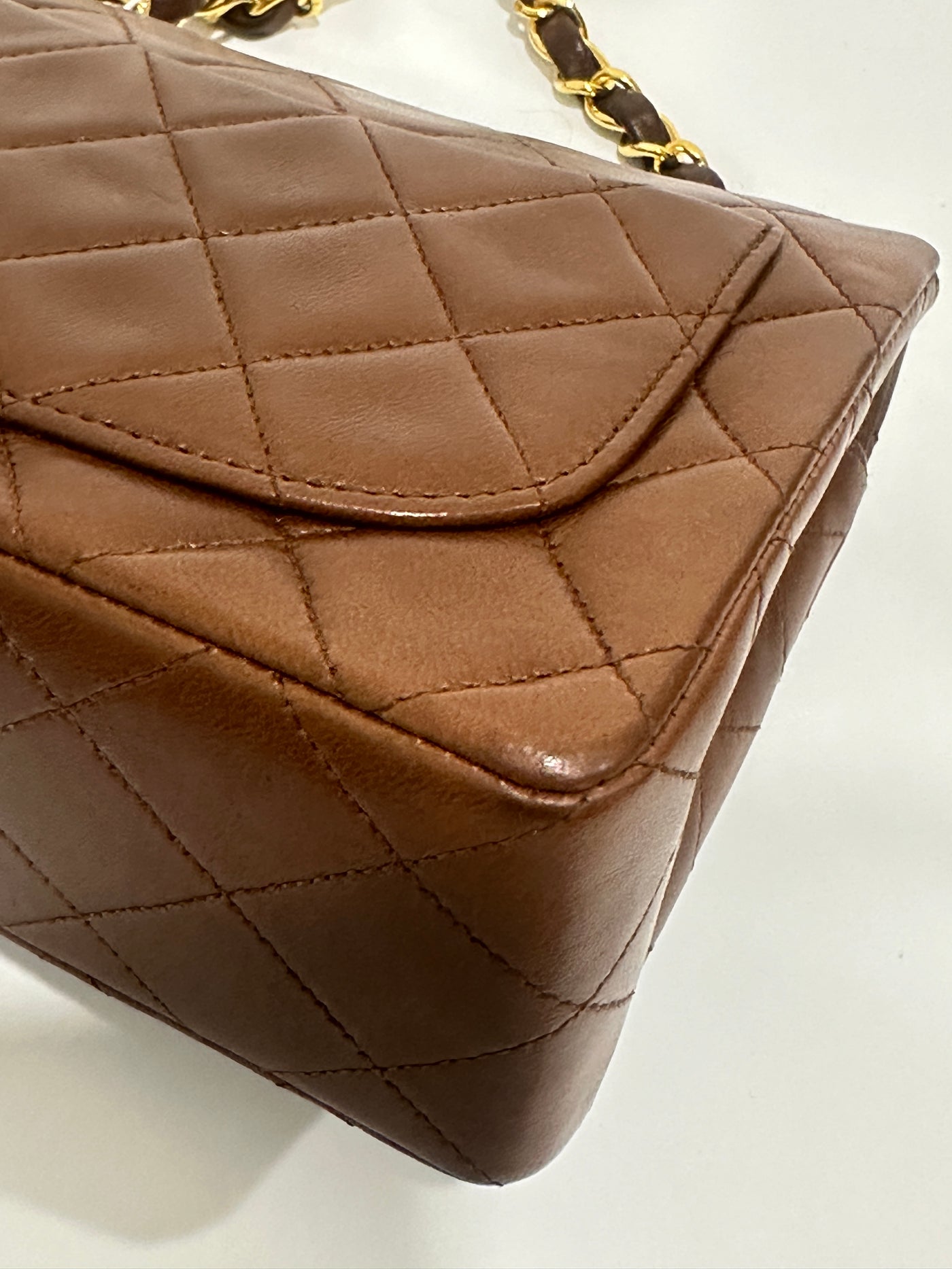 Chanel Vintage Chocolate Brown Lambskin Square Mini