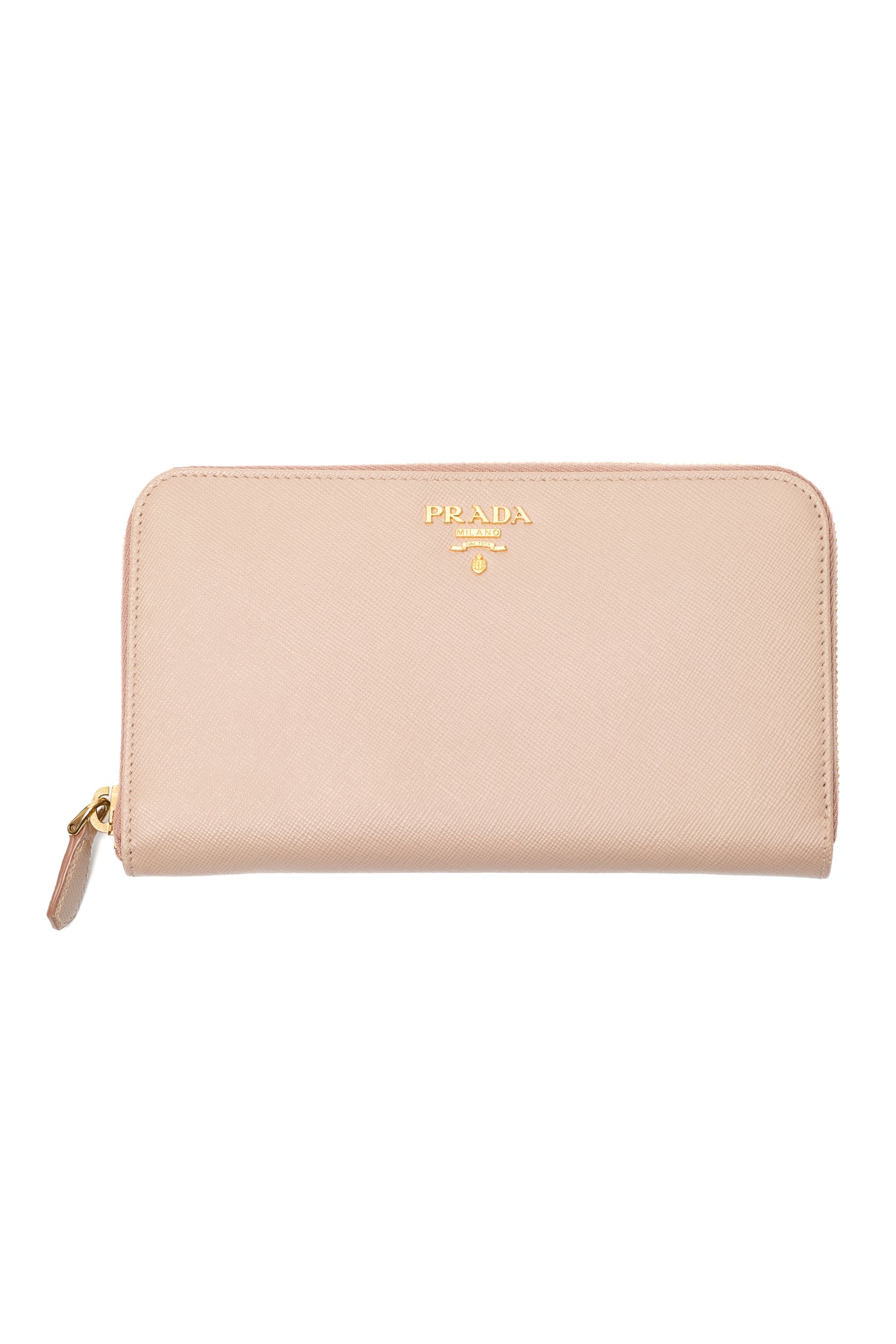 Prada Beige Saffiano Leather Long Zippy Wallet