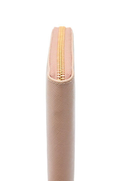 Prada Beige Saffiano Leather Long Zippy Wallet