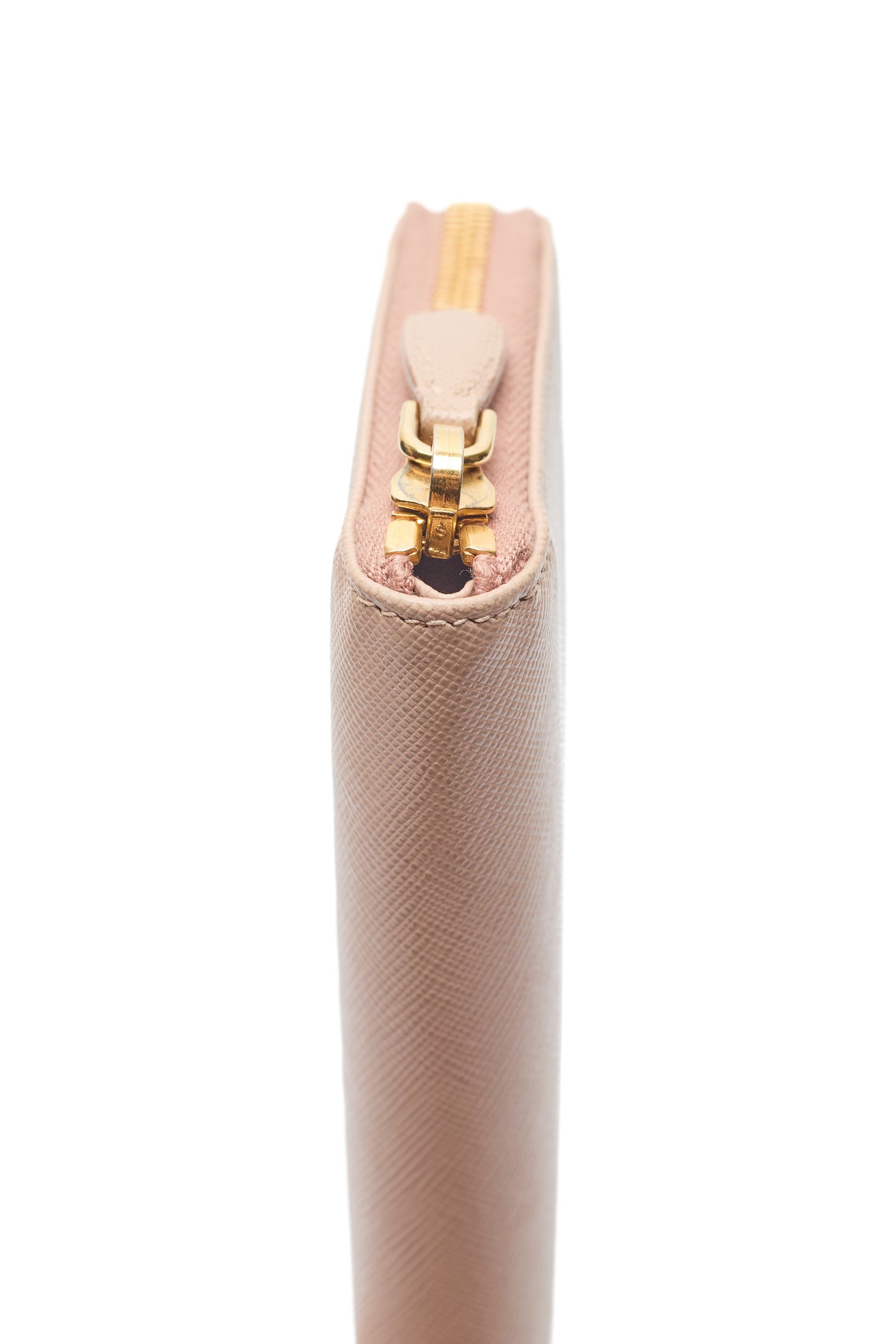 Prada Beige Saffiano Leather Long Zippy Wallet