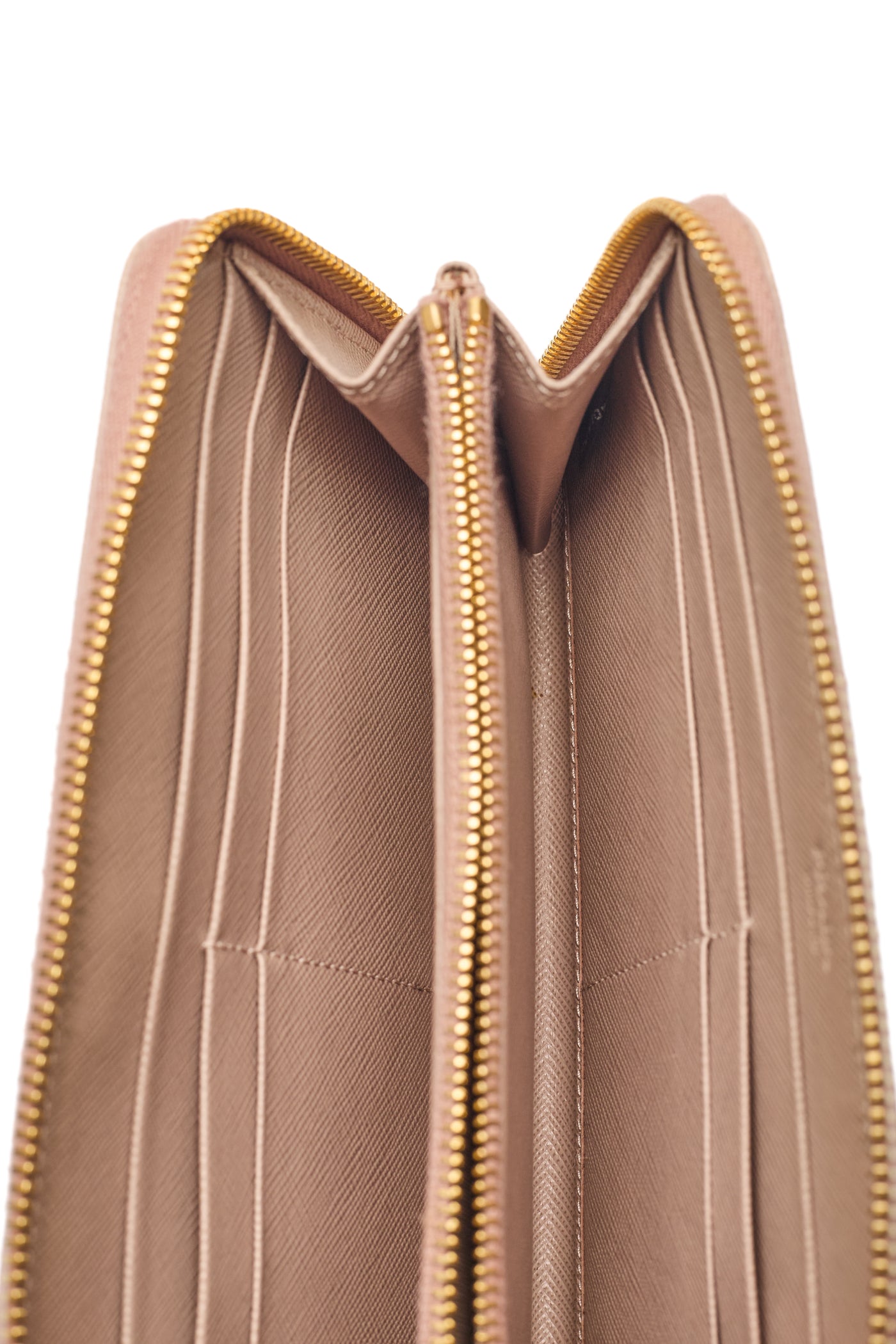 Prada Beige Saffiano Leather Long Zippy Wallet