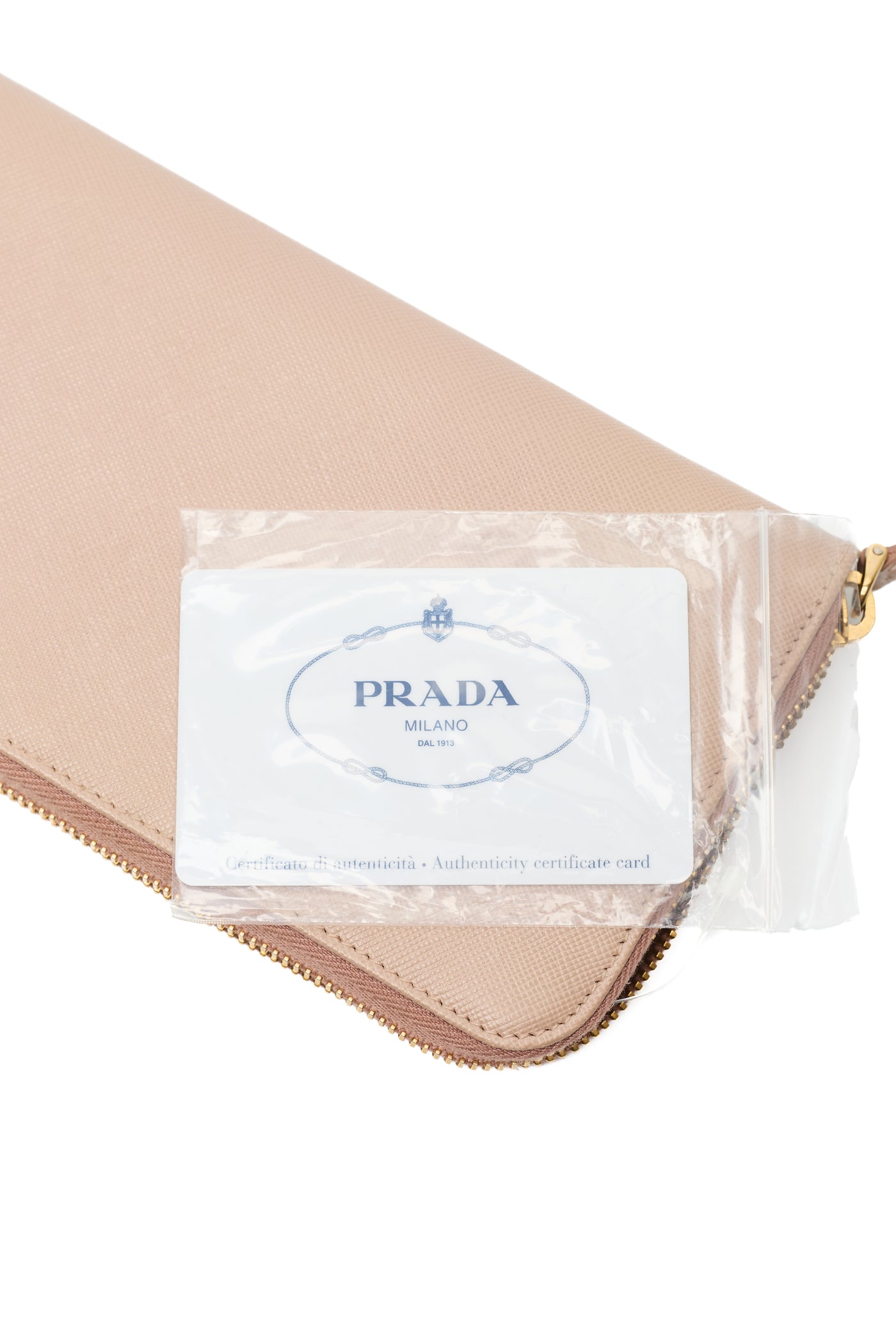 Prada Beige Saffiano Leather Long Zippy Wallet